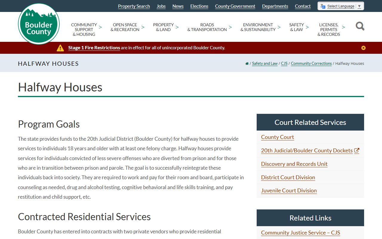 ICCS-Boulder Boulder County community corrections halfway house listing